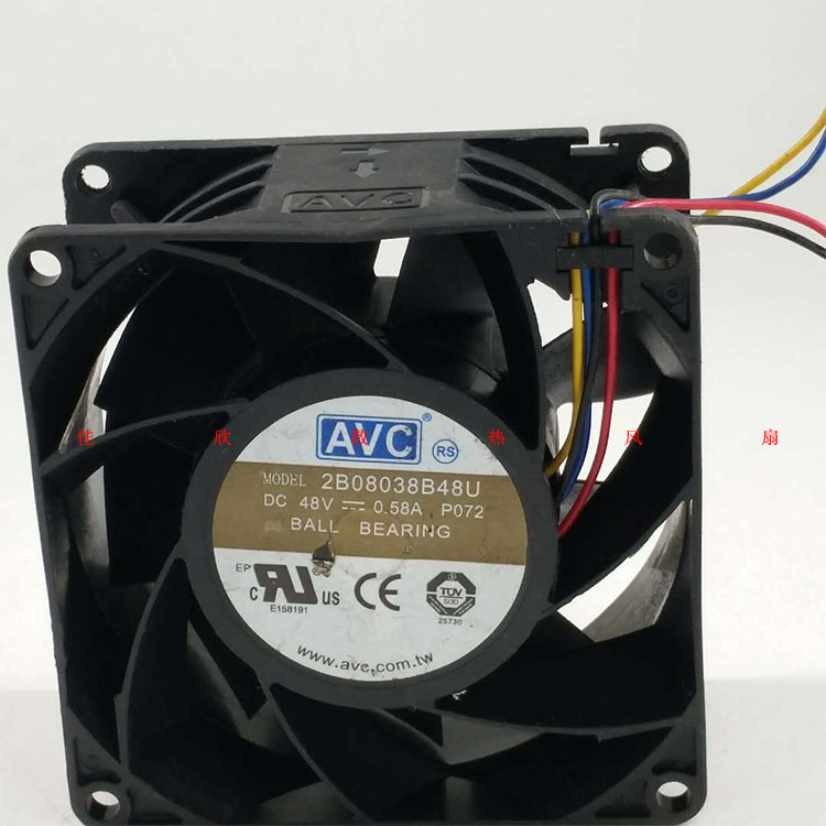 AVC 2B08038B48U 48V 0.58A 8CM 8038 4线PWM温控 工控机散热风扇