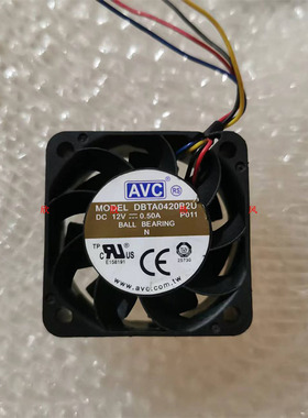 原装AVC 4020 DBTA0420B2U 12V 0.50A 4CM 双滚珠四线PWM暴力风扇