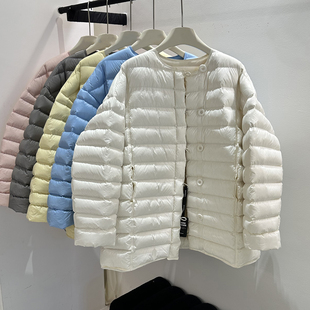 2025冬季新韩版一手长圆领糖果色宽松排骨羽绒服女中长款洋气外套