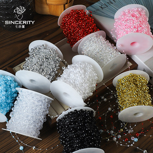 七色堇花束珍珠链仿珍珠配饰链条鲜花装饰花束包装材料DIY饰品