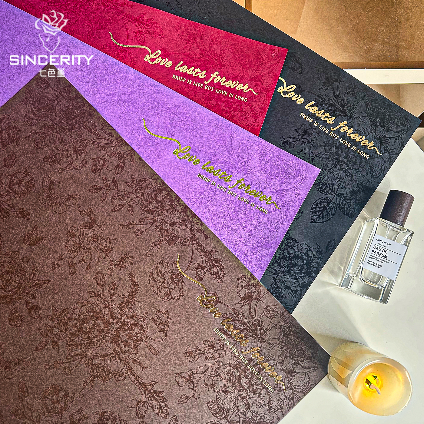 七色堇英文玫瑰烫金浮雕鲜花包装纸diy手工花艺花店礼品包装材料