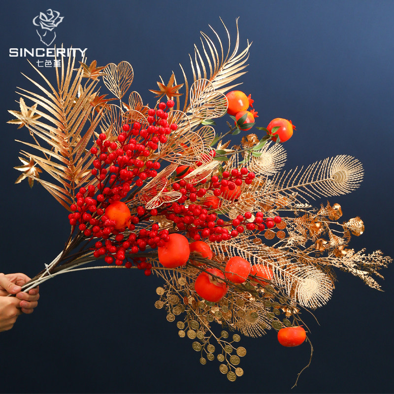 七色堇年宵花金色叶子福桶仿真配饰尤加利银杏叶新年客厅插花材料,鲜花速递/花卉仿真/绿植园艺,花艺材料,淘宝优惠券,粉丝福利购,淘宝优惠卷