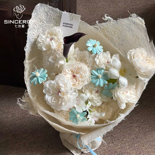 七色堇云麻丝纸高级感鲜花花束