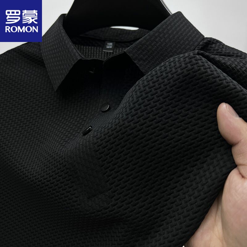 冰丝纯色短袖polo衫男士2025夏季新款高端衬衫领半袖t恤上衣