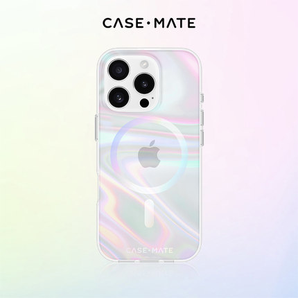 CaseMate泡泡镭射手机壳适用苹果iPhone16 Pro/Plus硬壳全包镭射保护套透明防摔磁吸时尚可爱ins风