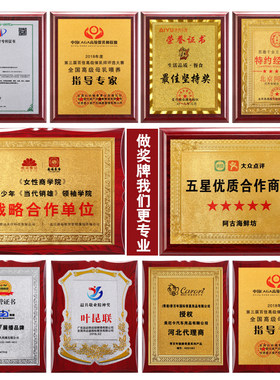 定做荣誉牌宏金亚奖牌木质铜牌