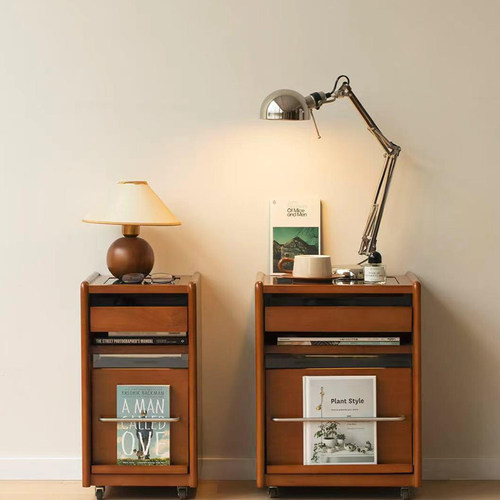 中古风实木窄床头柜边柜