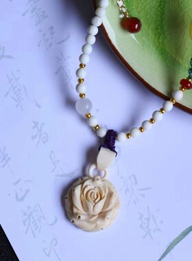 小众猛犸象牙手工雕刻仙气吊坠