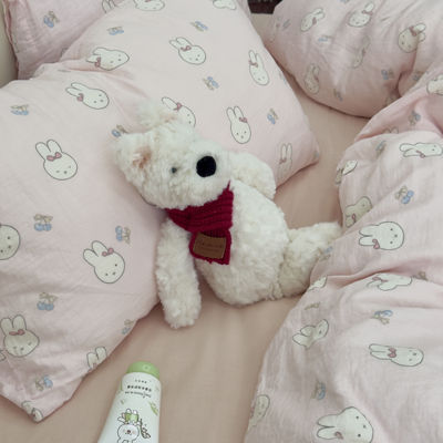 100棉A类全棉双层纱纯棉四件套母婴级儿童宿舍三件套四季款可爱