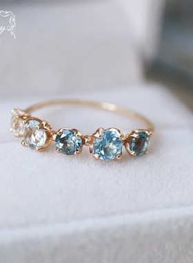 蓝色托帕石天然日系nojess戒指