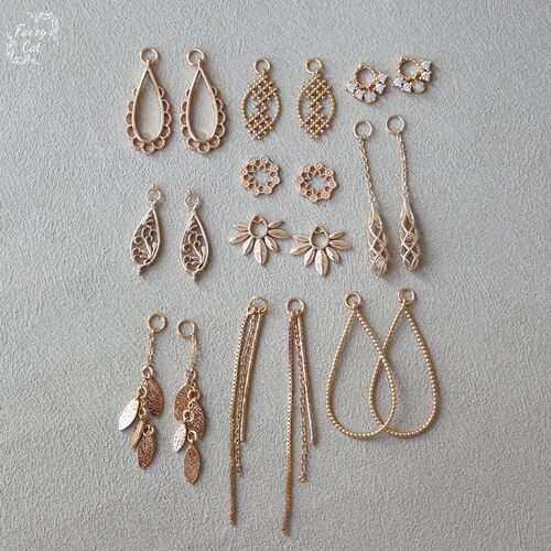 仅吊坠 日系小众风格复古流苏蕾丝DIY耳环组合吊坠耳坠S925银镀金