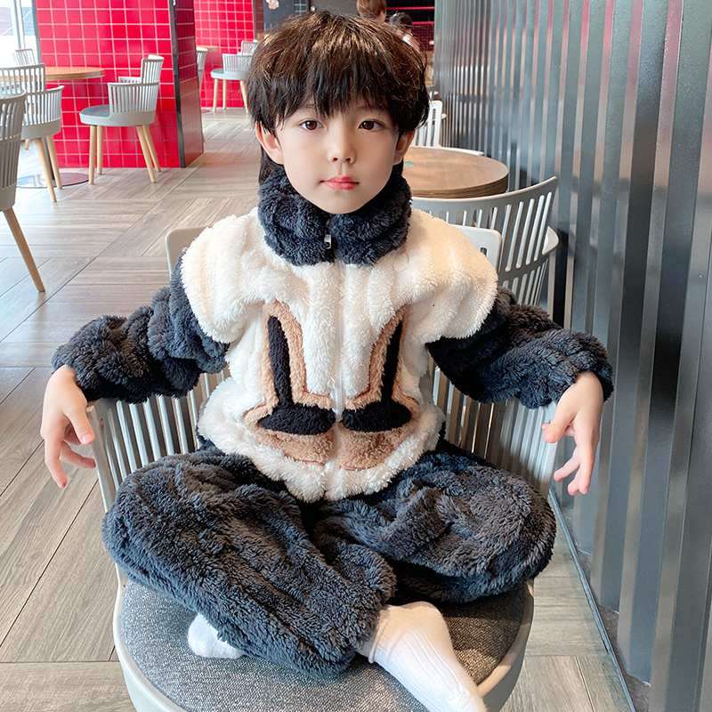 拉链睡衣法兰绒加厚保暖休闲