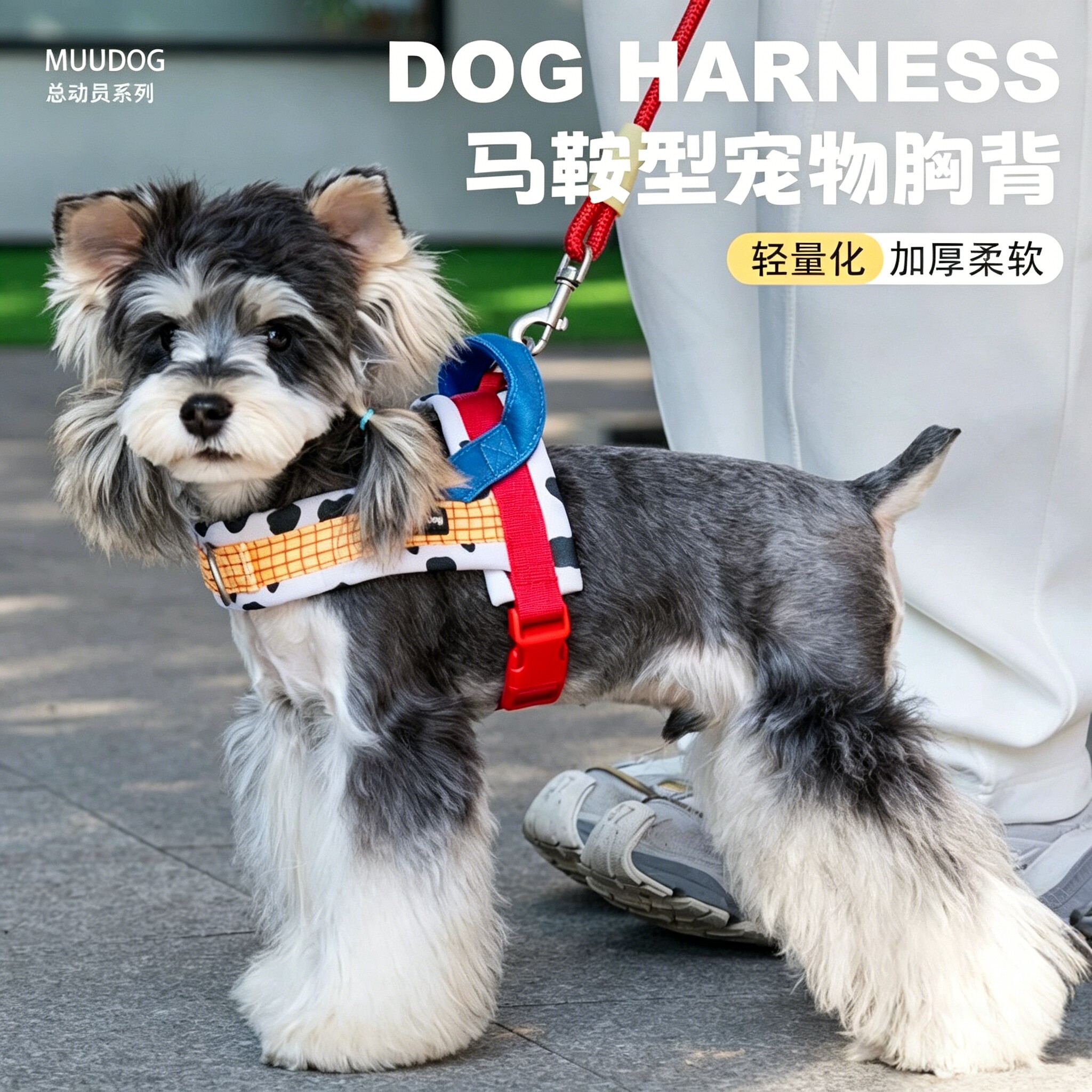 狗狗牵引绳中小型犬高颜值胸背马鞍背心式不勒脖防挣脱遛狗绳子