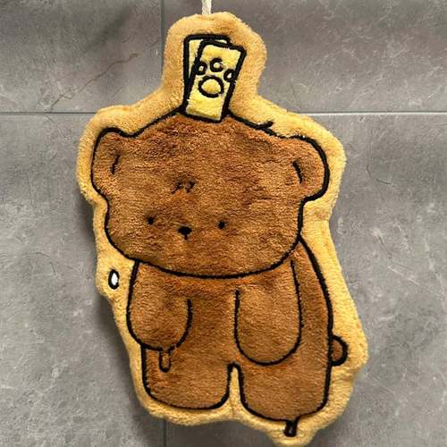 夹子小熊擦手巾挂式可爱超强吸水加厚珊瑚绒厨房卫生间专用浴室