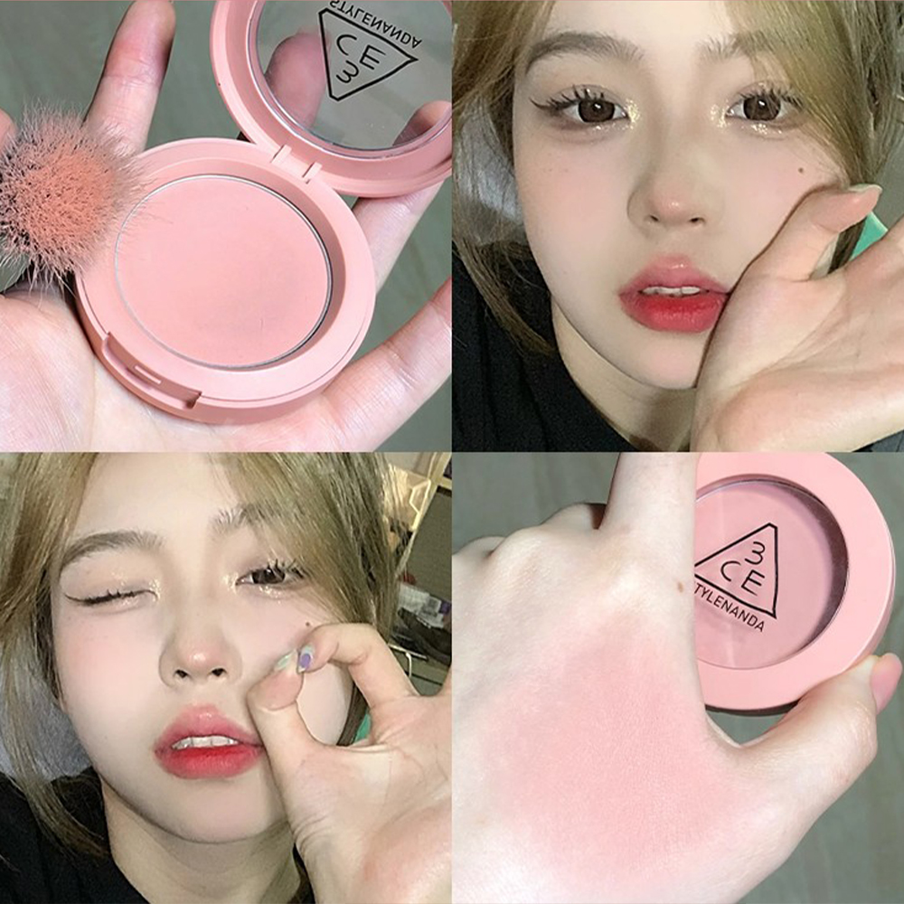 韩产 3CE单色腮红MONO PINK裸粉色清透显嫩减龄温柔甜妹色旧版