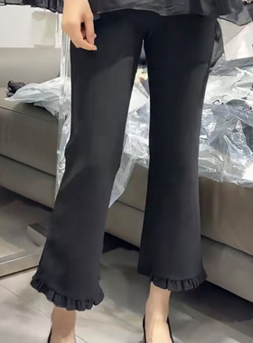 夏季新款高腰显瘦喇叭九分女裤