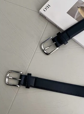 黑色106腰带装饰牛仔裤皮带休闲复古江左女士高级感港风银扣女