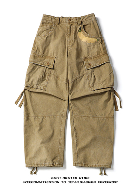 秋冬日系cityboy复古街头潮流个性印花迷彩工装裤男宽松休闲长裤