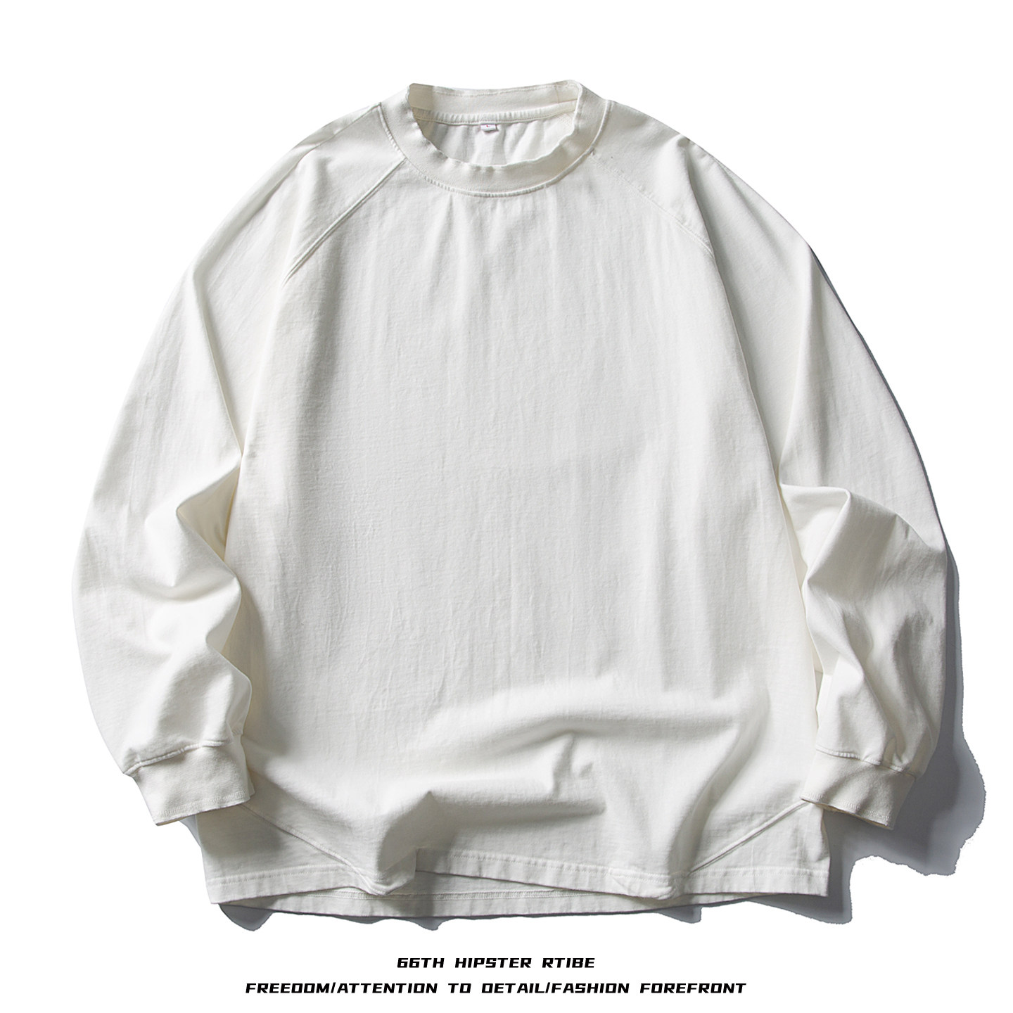 美式休闲重磅水洗纯棉圆领长袖T恤男女秋季新款宽松打底衫情侣衫