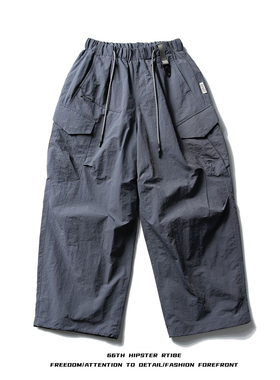 25SS日系户外机能大口袋工装裤防水宽松阔腿裤休闲裤男女伞兵长裤