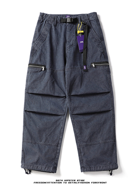 25SS秋冬日系潮流加厚重磅360G复古拉链大口袋工装裤休闲男长裤