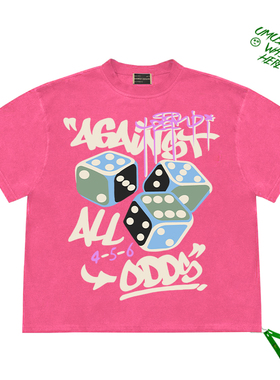 AGAINST ALL ODDS克服一切困难英文涂鸦筛子图案创意潮流短袖上衣