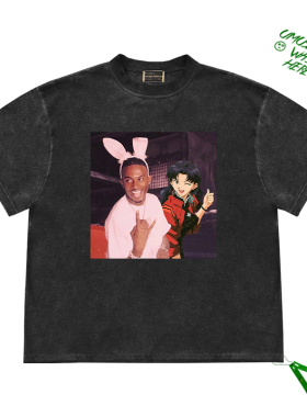 欧美高街Vintagetee PLAYBOI CARTI新世纪福音战士二次元短袖T恤