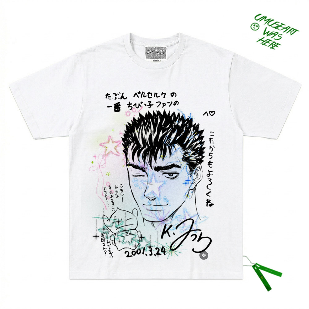 美式复古二次元亚文化人像线条涂鸦剑风传奇暗黑系短袖T恤上衣