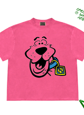 scooby doo史酷比狗狗简笔画插画图案cropped top可爱休闲短袖T恤