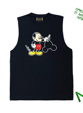 tank top上衣夏季新款Mickey Mouse米老鼠卡通趣味图案砍袖背心