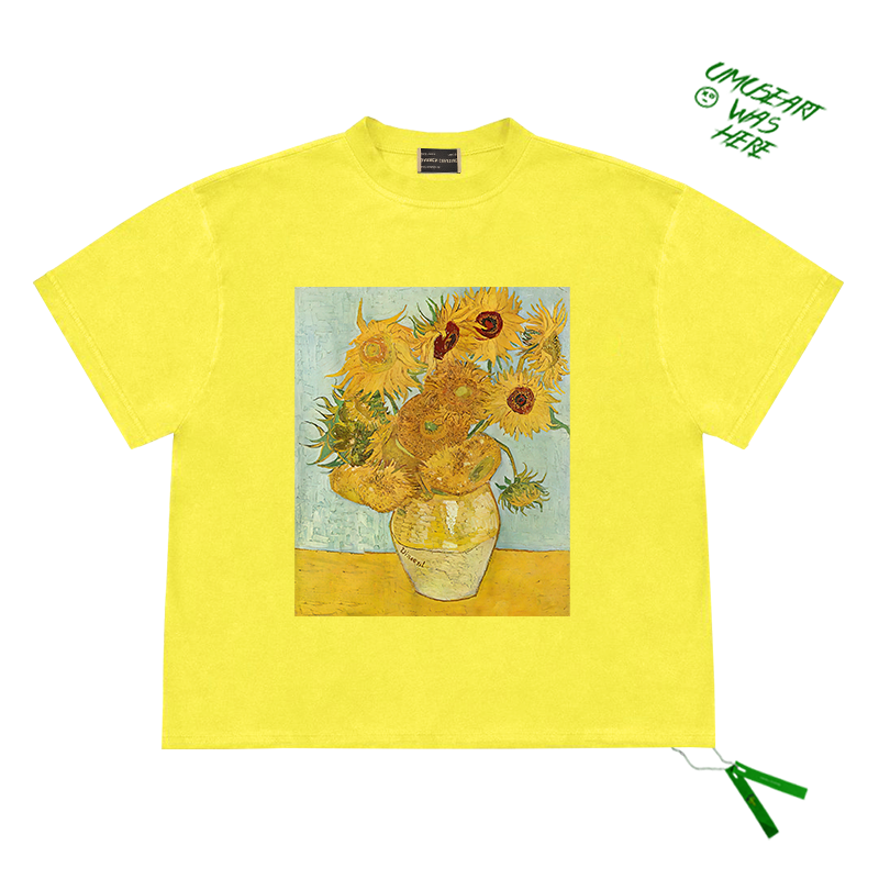 文森特·梵高 -向日葵Sunflowers油画图案cropped top复古短袖T恤