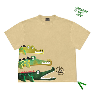小鳄鱼印花短袖 半袖 t恤嘻哈风格 潮男女情侣装 oversize内搭 新款