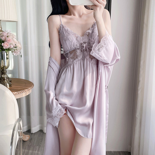 性感睡衣女款冰丝夏蕾丝吊带睡裙
