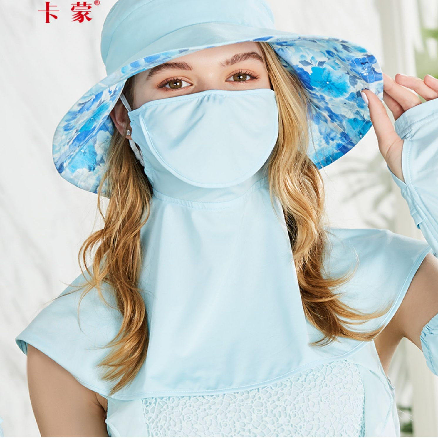 3585卡蒙防紫外线防晒口罩女薄款冰丝护颈遮脸面罩骑车遮阳围脖