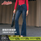 复古弹力牛仔显瘦裤 微喇牛仔裤 子秋 前后双v腰 alphagym百变腰精