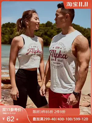 AlphaGym Couples Sports Vest New Contrast Print Slim Cotton Sports Training Sleeveless T-shirt