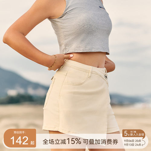 AlphaGym牛仔V腰短裙女夏显瘦修身美式复古不规则防走光半身裙裤