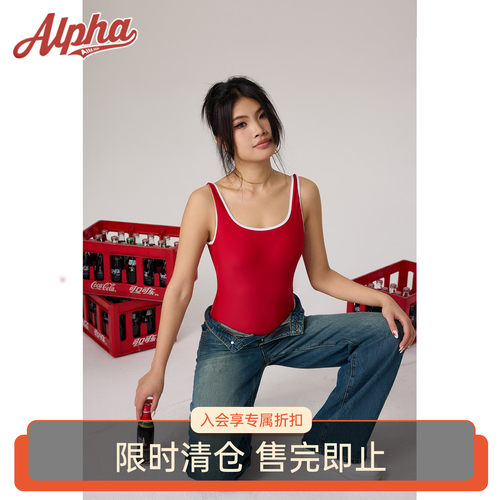 【限时特价】方领连体泳衣新款大露背辣妹吊带修身三角一体游泳装