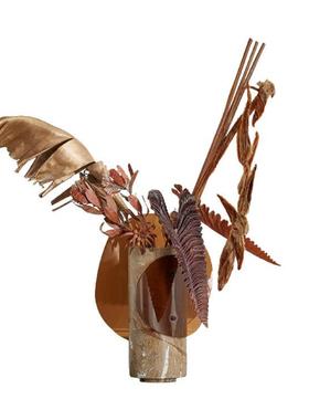 中古风几何构成雨林棕花器酒店民宿书房客厅高级感小众装饰品摆件