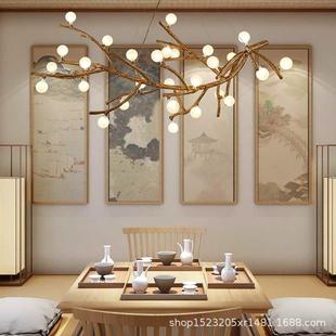 北欧客厅吊灯创意网红民宿茶室餐厅装饰树枝灯禅意日式侘寂风灯具