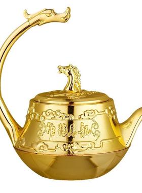 镀金银茶具套装文创龙马精神创意银提壶家用茶壶礼品茶杯商务金属