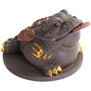 紫砂金蟾茶宠摆件精品可养精品高端茶桌茶台茶玩招财茶虫蟾蜍茶具