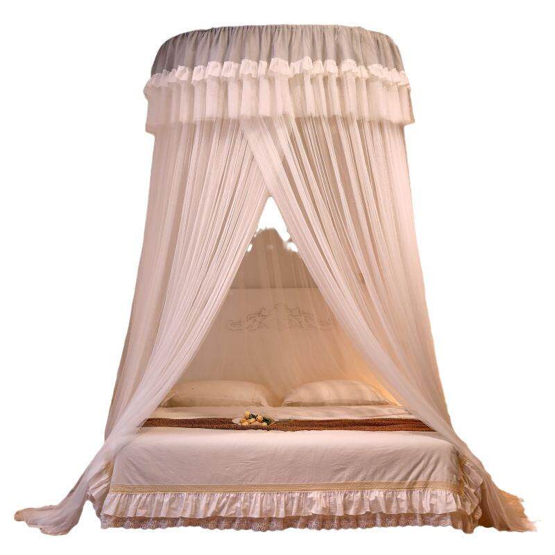 新款圆顶吊顶免安装蚊帐加高加密公主风落地宫廷圆形床幔外贸