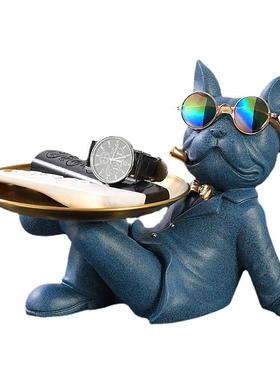 轻奢入户玄关钥匙收纳摆件茶几鞋柜胖墩墩法斗托盘卡通摆设居家