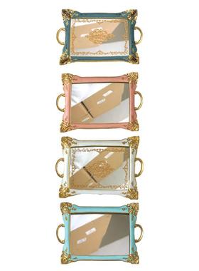 北欧轻奢风家居镜面托盘咖啡厅奶茶店树脂桌面装饰品收纳摆件