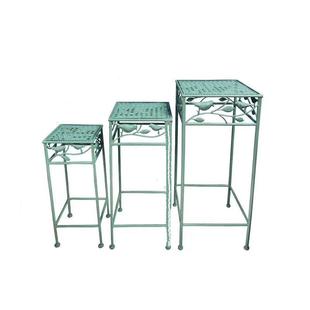 复古铁艺小鸟方形花架三件套组合做旧绿萝盆栽架层次阶梯装 饰户外