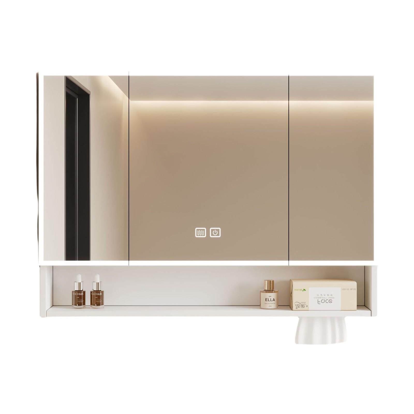 太空铝浴室智能储物镜柜单独挂墙式带美妆架纸巾孔家用镜子化妆镜