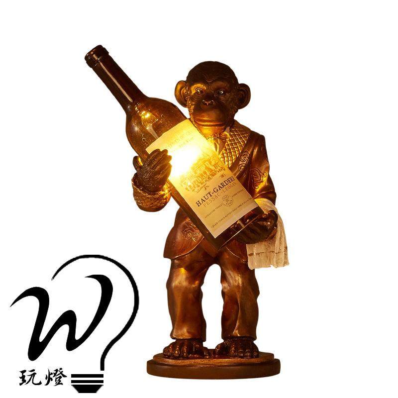猩猩酒瓶台灯复古客厅卧室床头柜书房酒吧台怀旧创意个性装饰灯具