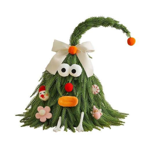 迷你仿真加密桌面蝴蝶结歪脖圣诞树发光圣诞树摆件圣诞树布置现货