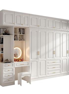 北欧现代梳妆衣柜轻奢纯欲风白色壁橱立体雕刻自由组合大容量衣橱